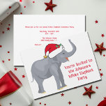 Invitation Jolie White Elephant Noël Personnalisé Fête de Noë<br><div class="desc">Notre fête annuelle des éléphants blancs est ma partie préférée de Noël. Personnalisez cette invitation personnalisée de vacances avec vos propres détails de gala sur le dos. Un éléphant drôle et joyeux porte un casquette du Père Noël rouge sur le devant.</div>