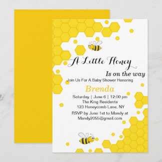 Invitation Jolies abeilles orange et noir | Nid d'abeille à l