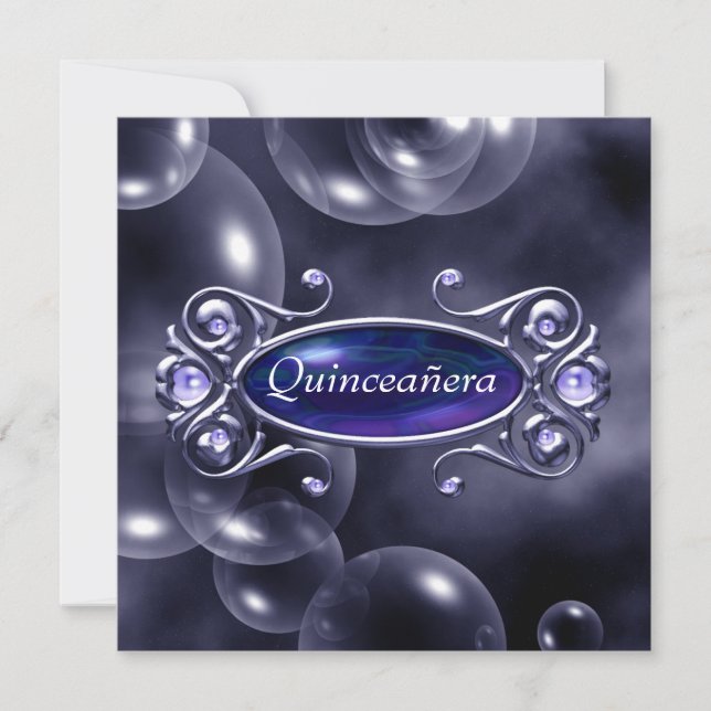 Invitation Jolies Bulles Violettes Quinceanera (Devant)