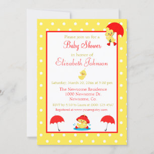 Invitation Jolies canards et Baby showers Pois