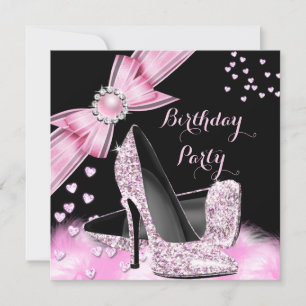 Invitation Jolies chaussures à talons hauts pailletées roses 