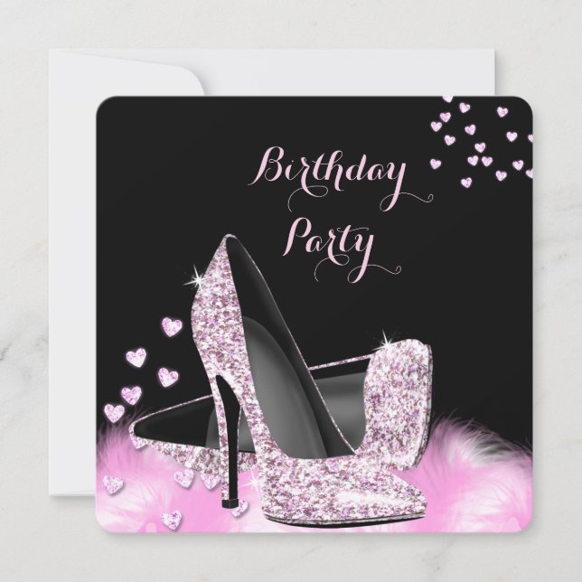Invitation Jolies chaussures à talons hauts rose scintillant  (Devant)