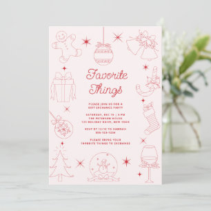 Invitation Jolies Choses Préférées de Vacances Rose Amusant D