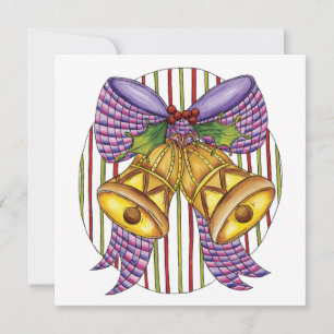 Invitation Jolies cloches de jingle de Noël avec ruban et bow