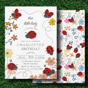 Invitation Jolies coccinelles Fleurs sauvages 1er Anniversair