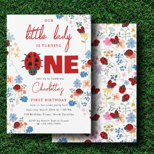 Invitation Jolies coccinelles Fleurs sauvages Fête du 1er Pre