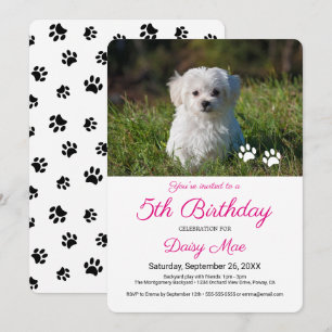 Invitation Jolies empreintes de pattes noires Photo personnal