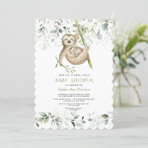 Invitation Jolies fentes Airy Greenery Baby shower d'or