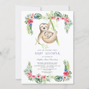 Invitation Jolies fentes Fleurs tropicales Baby shower de cad
