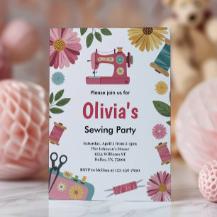 Invitation Jolies Filles Couture Fête d'Anniversaire