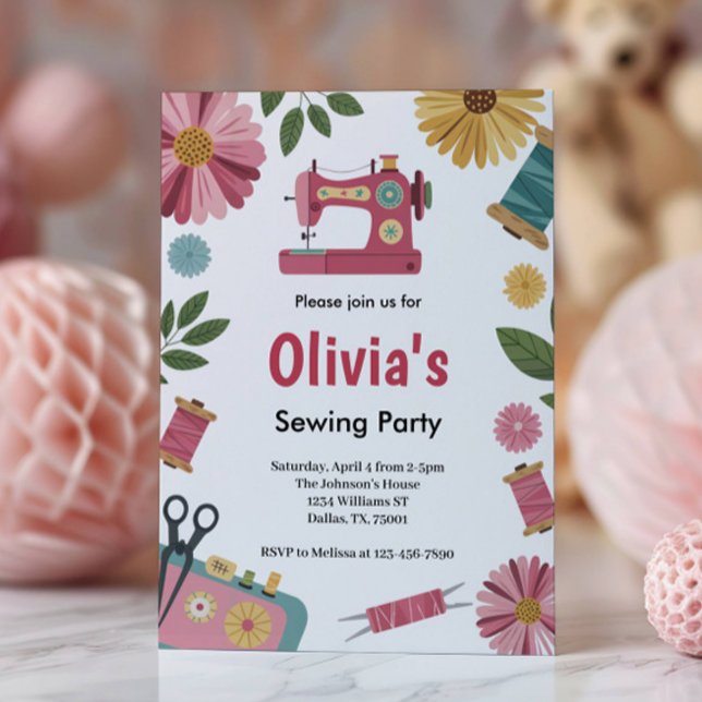 Invitation Jolies Filles Couture Fête d'Anniversaire (Créateur téléchargé)