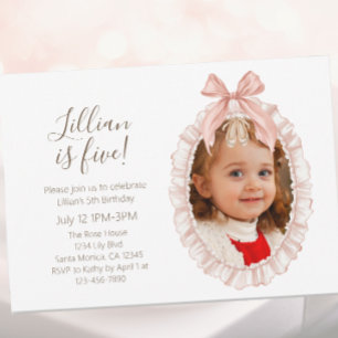 Invitation Jolies Filles de Ballet Rose Cinquième Anniversair