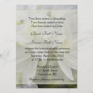 Invitation Jolies fleurs d'azalée blanches mariage chrétien
