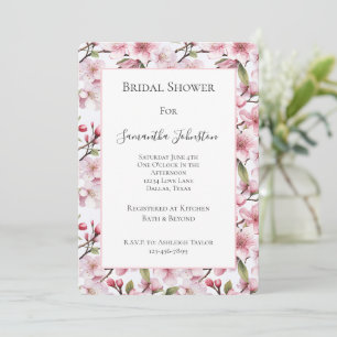 Invitation Jolies Fleurs de Cerisier Rose Mariage