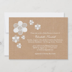 Invitation Jolies fleurs de dentelles sur le Baby shower Burl