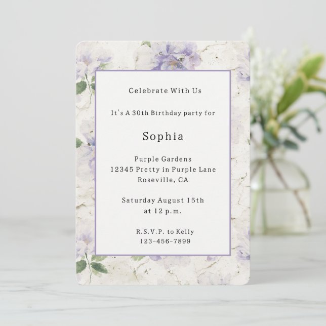 Invitation Jolies fleurs de lavande violette (Debout devant)