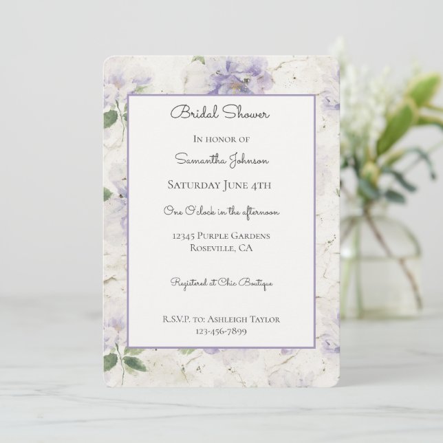 Invitation Jolies fleurs de lavande violette (Debout devant)