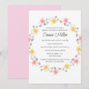 Invitation Jolies fleurs de lys rose et jaune Shower de maria