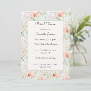 Invitation Jolies Fleurs de Mint Pêche Orchidée Lavage de Noc