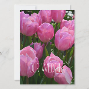 Invitation Jolies fleurs de tulipes roses de printemps mariag