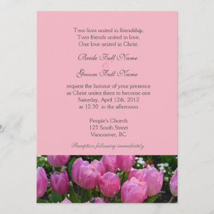 Invitation Jolies fleurs de tulipes roses de printemps mariag
