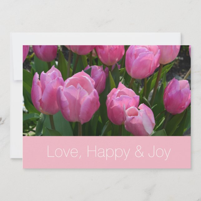Invitation Jolies fleurs de tulipes roses mariage chrétien (Dos)