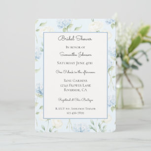Invitation Jolies Fleurs d'Hydrangea Bleu Mariage  