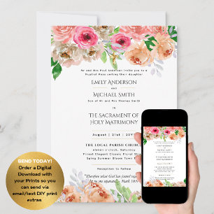 Invitation Jolies Fleurs Mariage de Masse Nuptiale Catholique