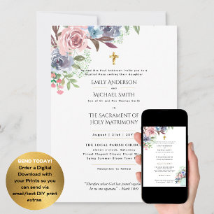 Invitation Jolies Fleurs Mariage de Masse Nuptiale Catholique