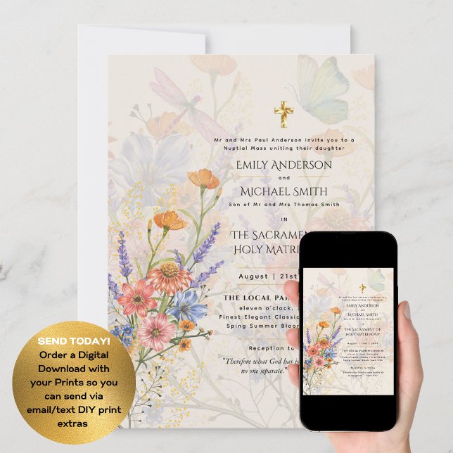 Invitation Jolies Fleurs Mariage de Masse Nuptiale Catholique (Créateur téléchargé)