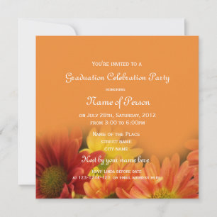 Invitation jolies fleurs orange marguerite de remise de diplô