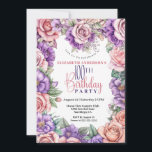 Invitation Jolies fleurs roses et violettes 100e anniversaire<br><div class="desc">Jolie couleur crayon rose Roses et violet Petunia Floral 100e Anniversaire Invitation Pour Femmes. Il Est Facile De Modifier L'Exemple De Texte En Cliquant Sur Personnaliser. Cliquez Sur Personnaliser/Modifier Avec L'Outil De Création Pour Modifier Le Type De Police, La Couleur De Police, La Taille De Police, Ou Pour Ajouter/Supprimer/Modifier Le...</div>