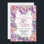 Invitation Jolies fleurs roses et violettes 100e anniversaire<br><div class="desc">Jolie couleur crayon rose Roses et violet Petunia Floral 100e Anniversaire Invitation Pour Femmes. Il Est Facile De Modifier L'Exemple De Texte En Cliquant Sur Personnaliser. Cliquez Sur Personnaliser/Modifier Avec L'Outil De Création Pour Modifier Le Type De Police, La Couleur De Police, La Taille De Police, Ou Pour Ajouter/Supprimer/Modifier Le...</div>