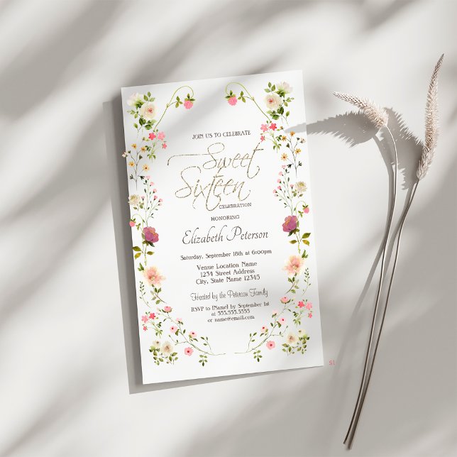 Invitation Jolies Fleurs Sauvages 16 Ans (Créateur téléchargé)