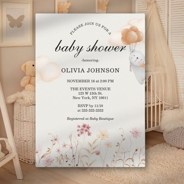 Invitation Jolies Fleurs Sauvages Pastel Douces Unisexe (Créateur téléchargé)