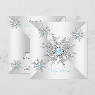 Invitation Jolies flocons de neige sarcelle Fête hivernale en