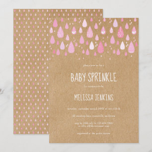Invitation Jolies gouttes de pluie roses bébé Sprinkle / Douc