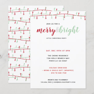 Invitation Jolies Guirlandes de Noël Rouges et Vertes Dessiné