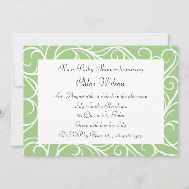 Invitation Jolies perles vertes (Devant)