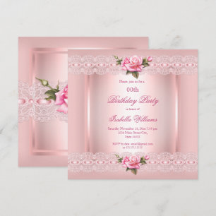 Invitation Jolies roses florales roses rose clair dentelle An
