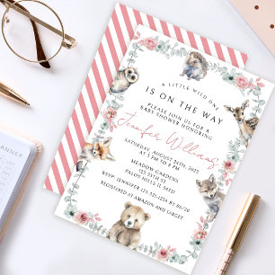 Invitation Jolis animaux de la forêt mignonne pour une baby s