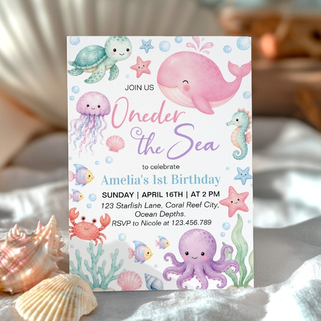 Invitation Jolis Animaux de l'Océan Oneder Sous la Mer Annive (Créateur téléchargé)
