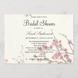Invitation Jolis arbres de fleurs de cerisier sur le blanc