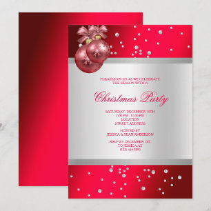 Invitation Jolis Babillards & Perles d'Argent Fuchsia Noël