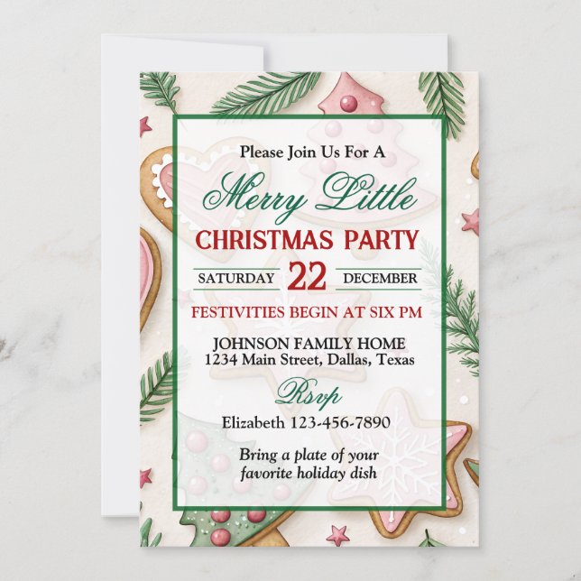 Invitation Jolis biscuits de Noël Fête de fin d'année (Devant)