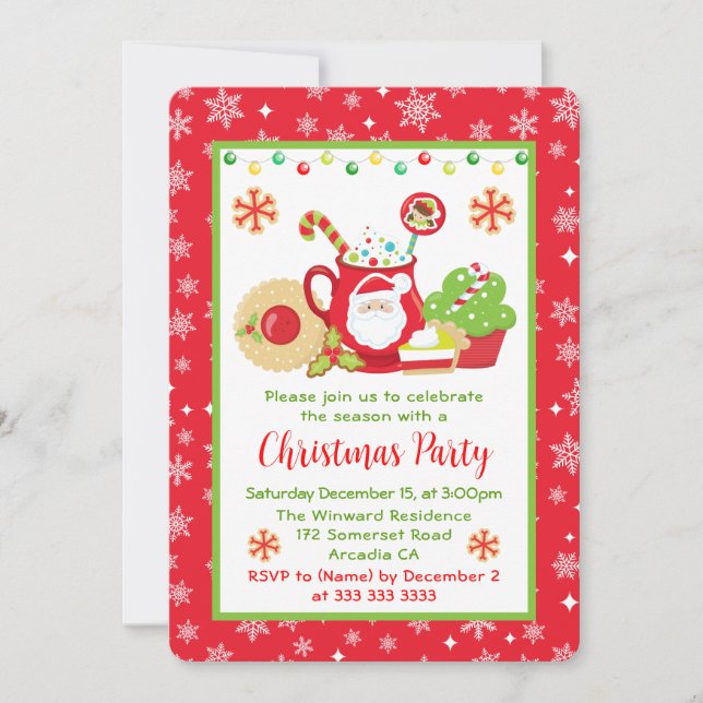 Invitation Jolis biscuits d'hiver et fête de Noël au cacao (Devant)