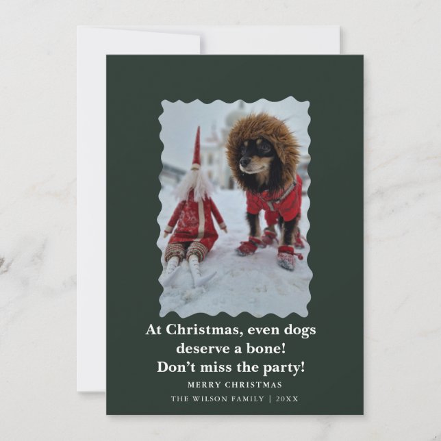 Invitation Jolis chiens drôles souhaitant joyeux Noël sur une (Devant)