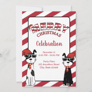 Invitation Jolis chiens joyeux Noël