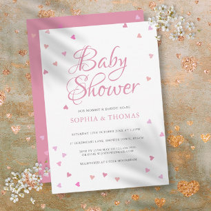 Invitation Jolis Cœurs d'Amour Roses pour Baby Shower de Futu