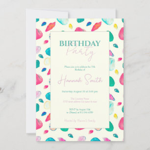 Invitation Jolis Coquillages Colorés Motif Beige